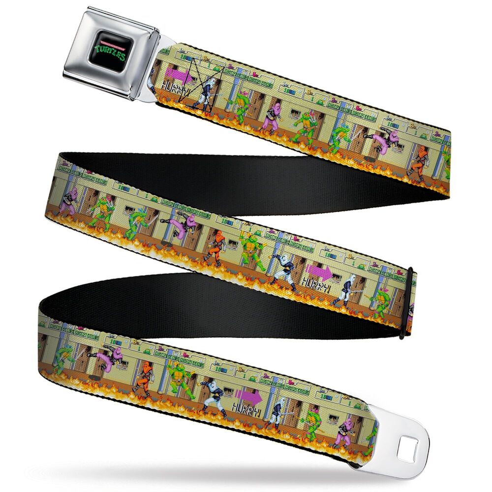 8738 Nickelodeon Belt, Seatbelt Buckle Belt, Ninja Turtles Battle Foot
